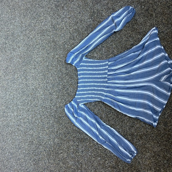 Hollister Blue and White Striped Off The Shoulder Romper Size Small y2k summer - Picture 8 of 8
